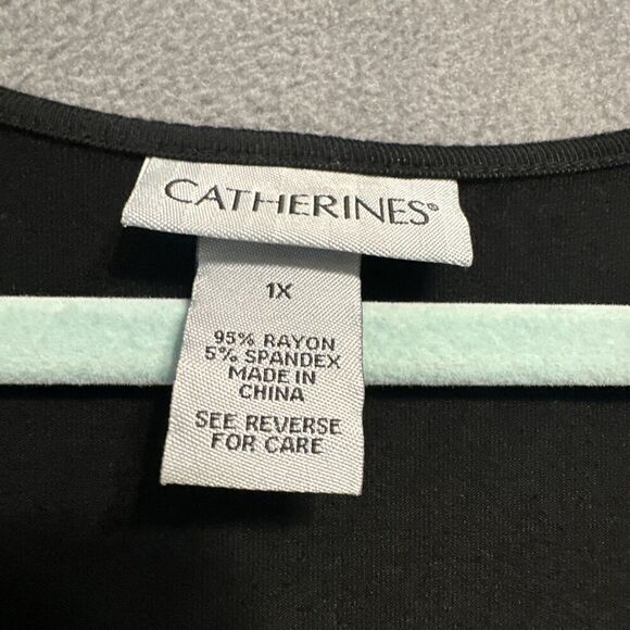 Catherines Faux Wrap Sleeveless Midi Dress Plus Size 1X Black Stretch Jersey - Picture 5 of 5
